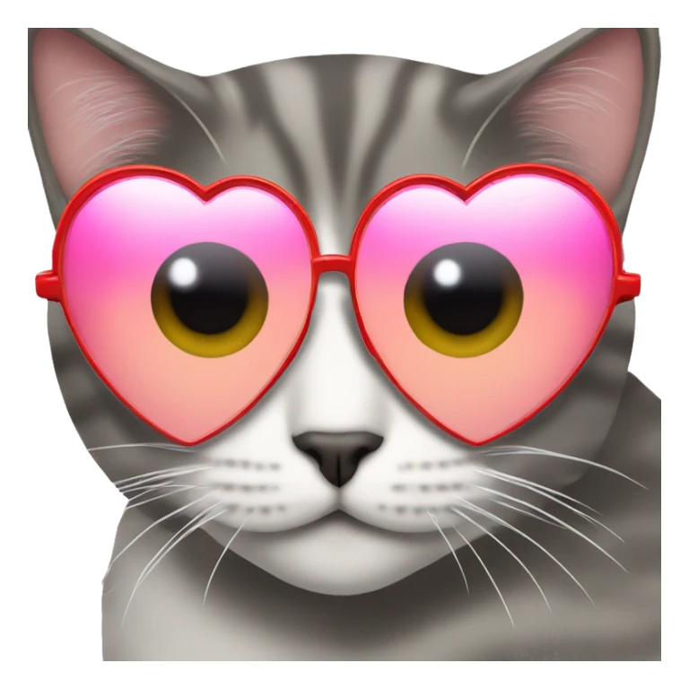 Heart shaped sunglasses with reflection of a cat sticker