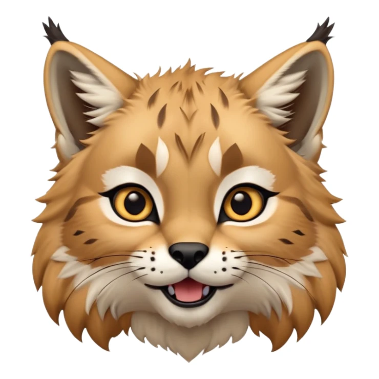 Cinematic-realistic cute-Lynx-Portrait-Emoji – Head tilted dramatically with an exaggeratedly amused expression, featuring a thick, tufted golden-brown coat with striking black ear tufts, wide, expressive amber eyes filled with playful disbelief zoomed out to show shoulders and fluffy paws sticker