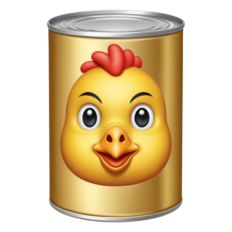 a can of chicken with a label, simple, clear sticker