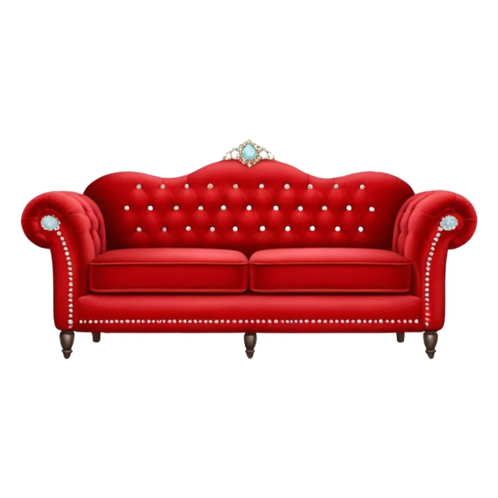 Vintage velvet red sofa with rhinestones buttons sticker