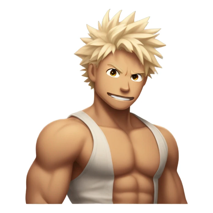 bakugo with no shirt on sticker