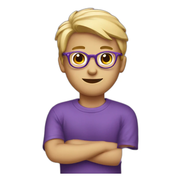 blondie shaveboy in specs with a purple cup sticker