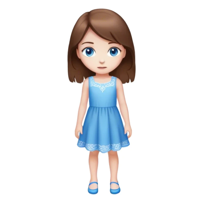 Mädchen jung, braune Haare und blaue Augen, ganzer Körper, Kleid sticker