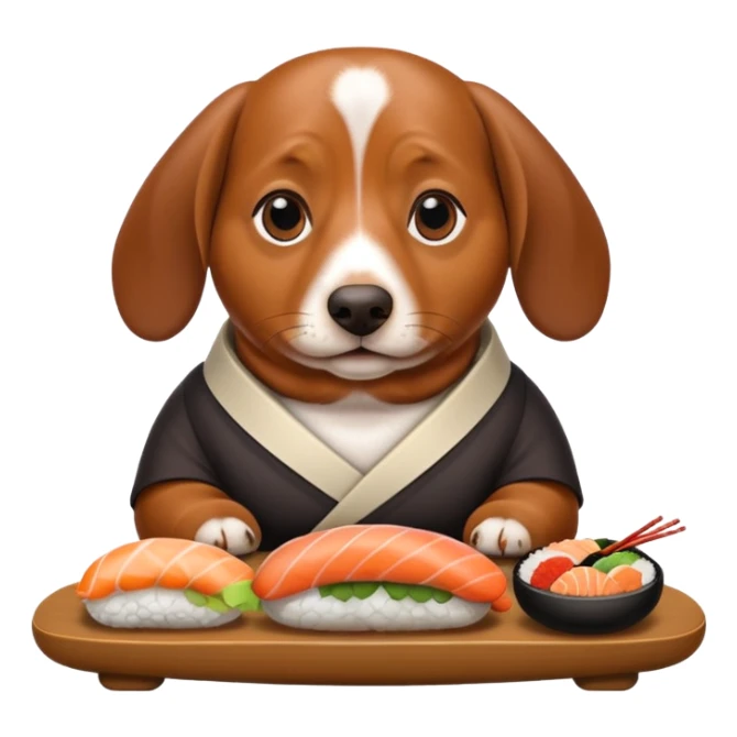 overweight dachshund eating too much sushi  sticker
