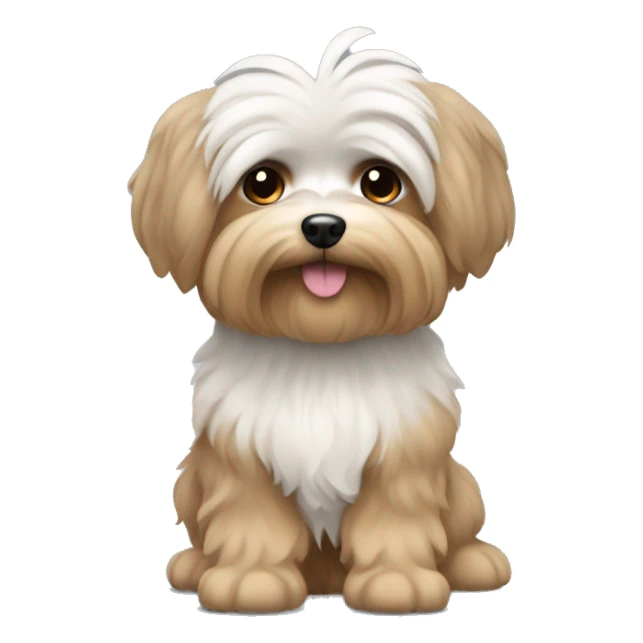 Yorkshire mixed with Maltese with grey, light brown, and white fur sticker