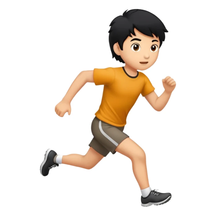 kid with black hair running sticker