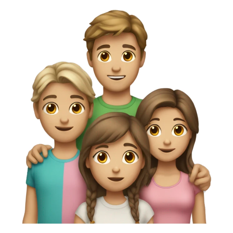 three white siblings with brown hair together, one boy and two girls  sticker