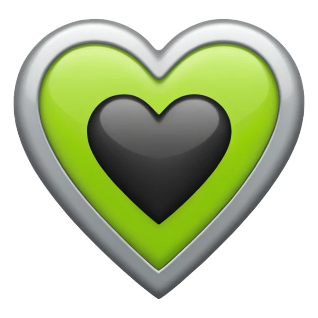Lime green, white, grey, and black heart sticker