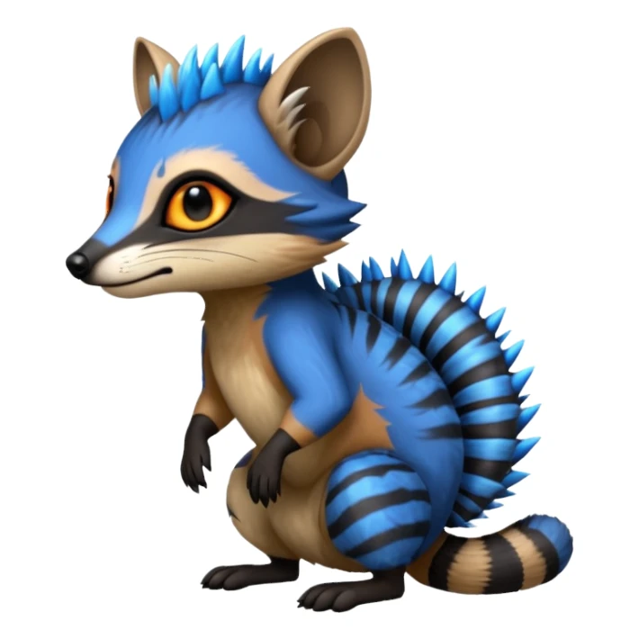 Fiery Blue-Flamed Handsome Wicked Cool Hot Edgy Badass Numbat-Trico-Civet-Vernid-fusion-hybrid-creature sticker
