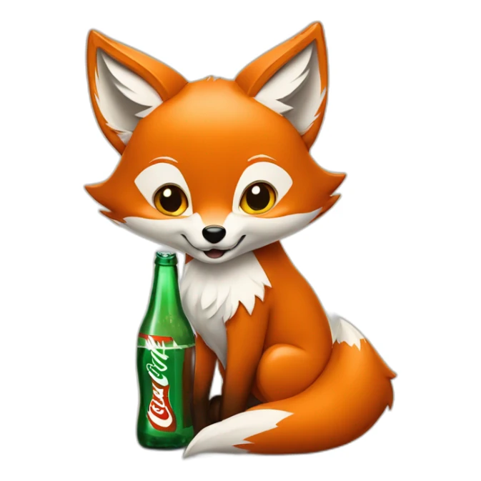 fox with a bottle of coca cola sticker