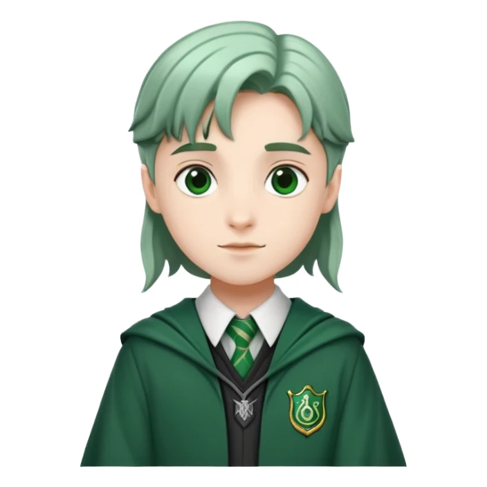 Student wearing Hogwarts Slytherin uniform with green and silver colors sticker