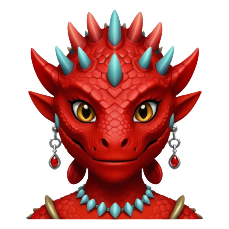ESO red female Argonian with lashes and earrings sticker