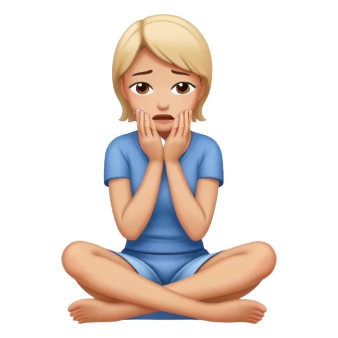 woman sitting on floor hugging her knees while crying sticker