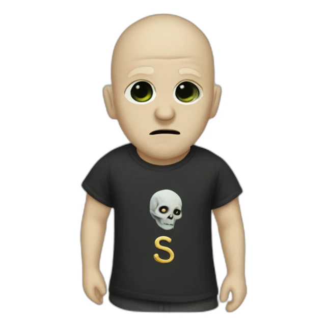 Voldemort wears a T-shirt with the word Sude on it sticker