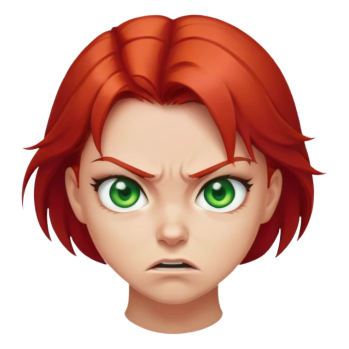 Angry girl with red hair and green eyes sticker