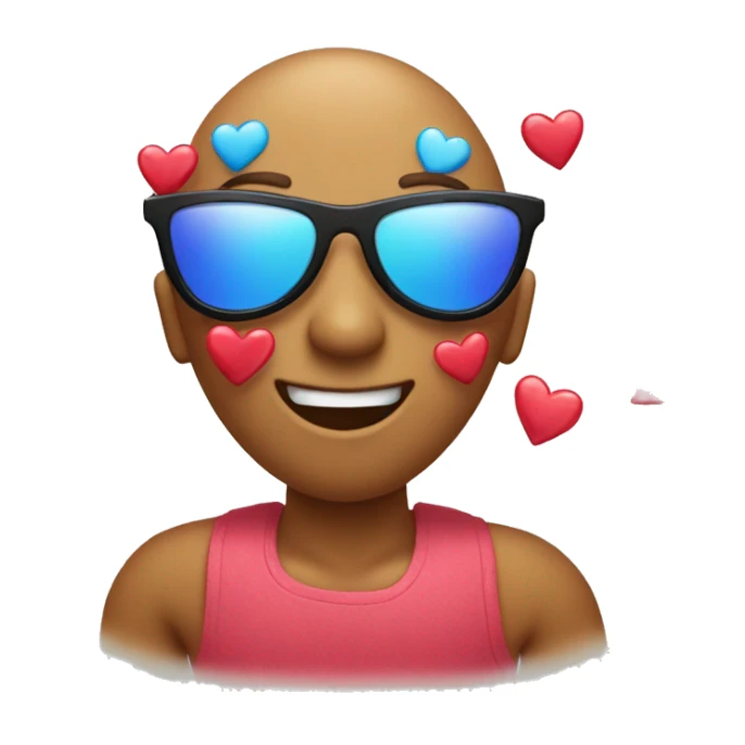 emoji with sunglasses and hearts popping out sticker