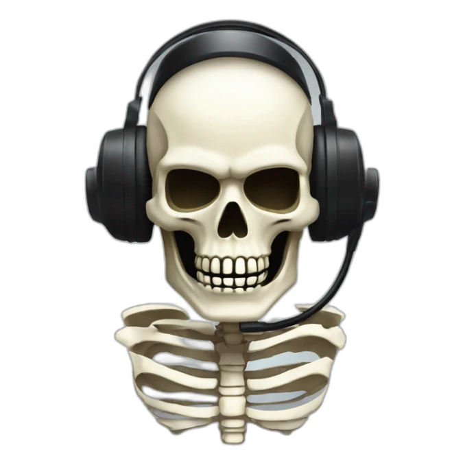 Military Skeleton mask with a long black mask underneath it and headset with a microphone sticker