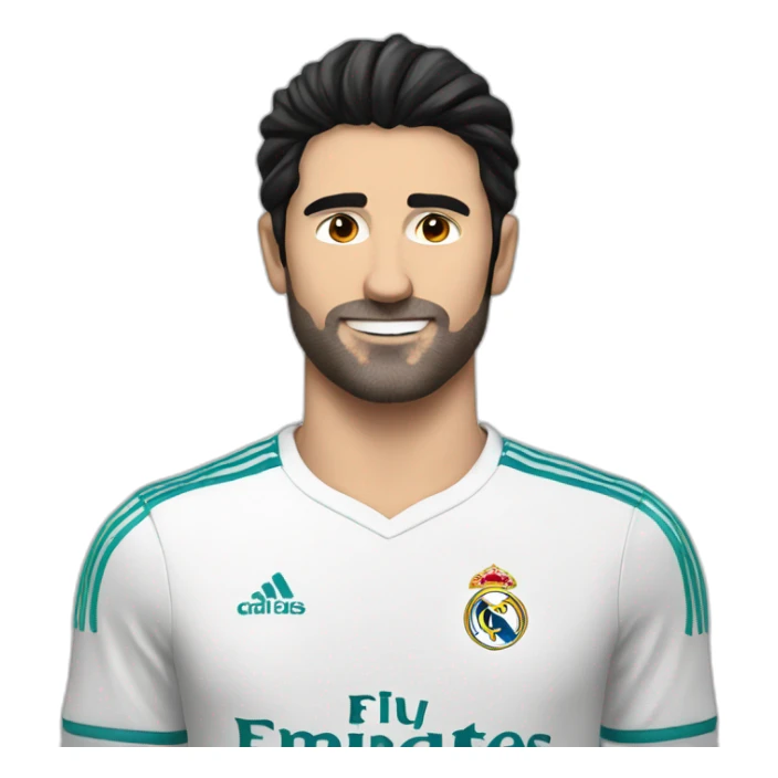 A white man with black hair supports Real Madrid sticker