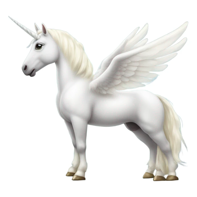 White unicorn with iridescent hooves and horn and wings sticker