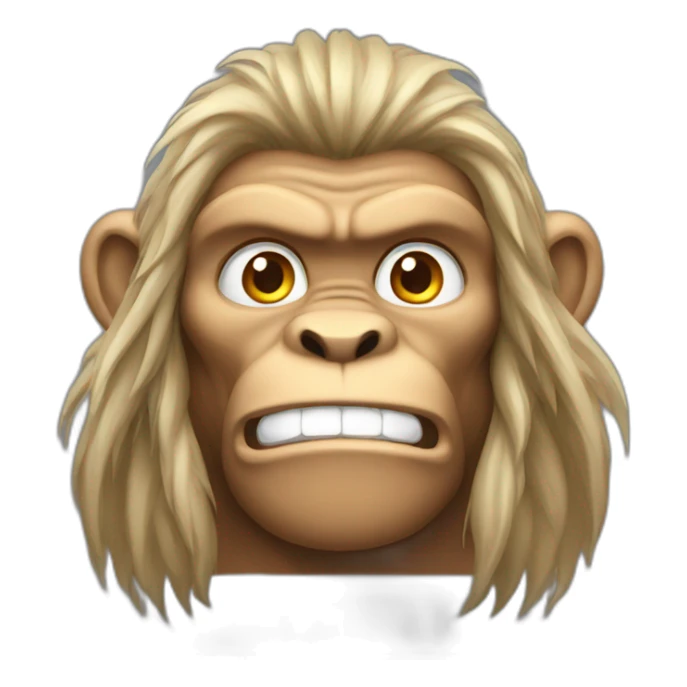 muscular monkey man with long hair sticker