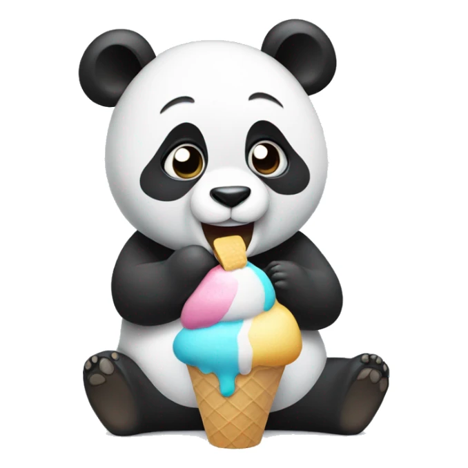 Panda eating ice cream sticker