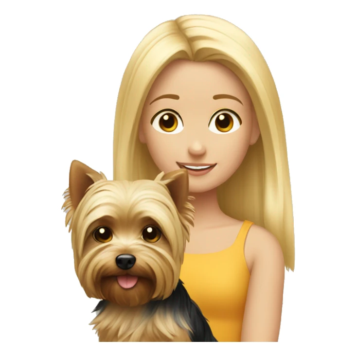 Blond girl and yorkiw sticker