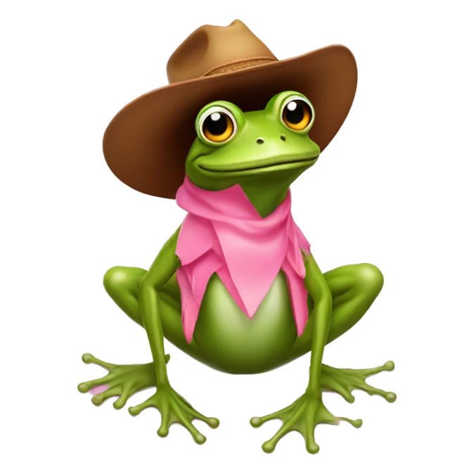 Frog wearing a cowboy hat riding a flamingo sticker