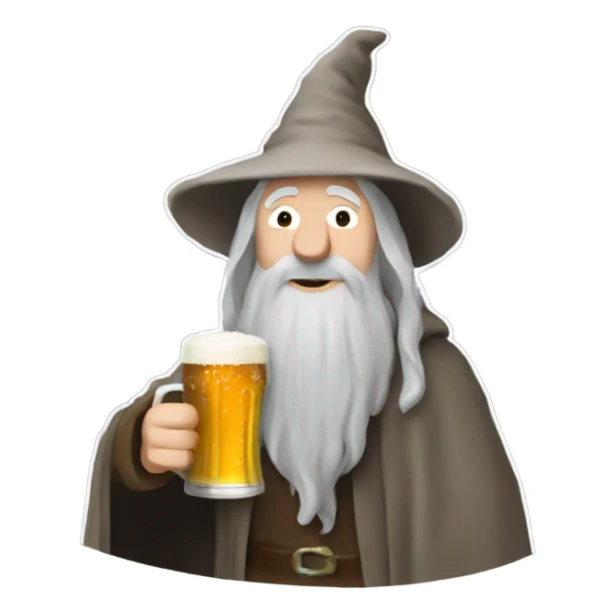 Gandalf having a pint of beer sticker