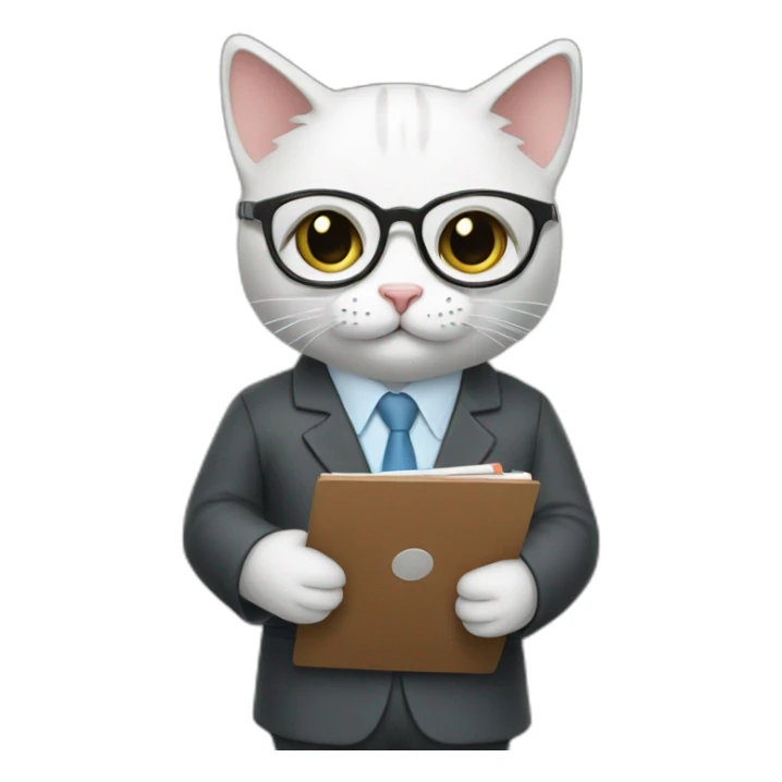 Kitty therapist in blazer with clipboard and glasses sticker