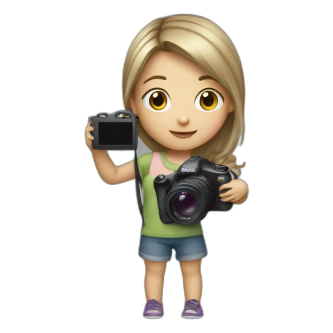 young dark blond hair girl with camera sticker