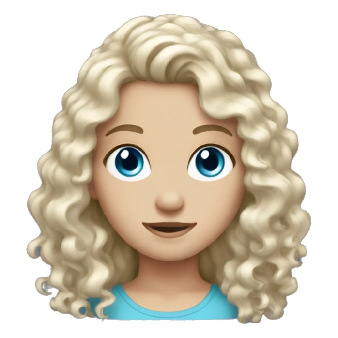 white girl with long curly hair blue eyes sticker
