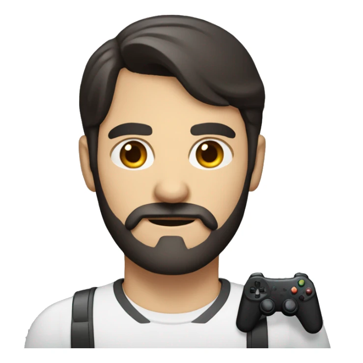 dark hair dark eye man with short mustache holding game controller sticker