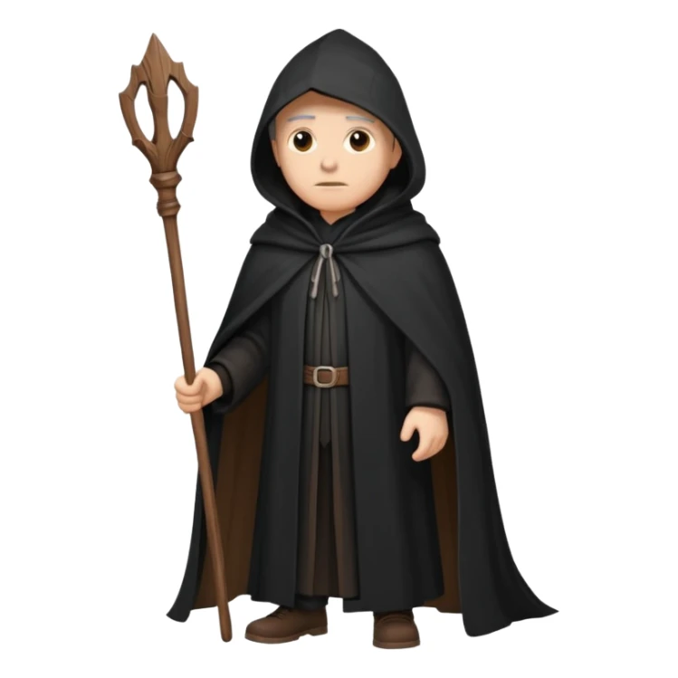 A wandering philosopher in a long black cloak with a staff sticker