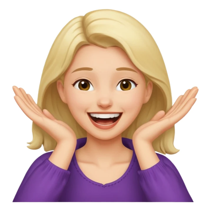 girl grabbing neck with both hands laughing sticker