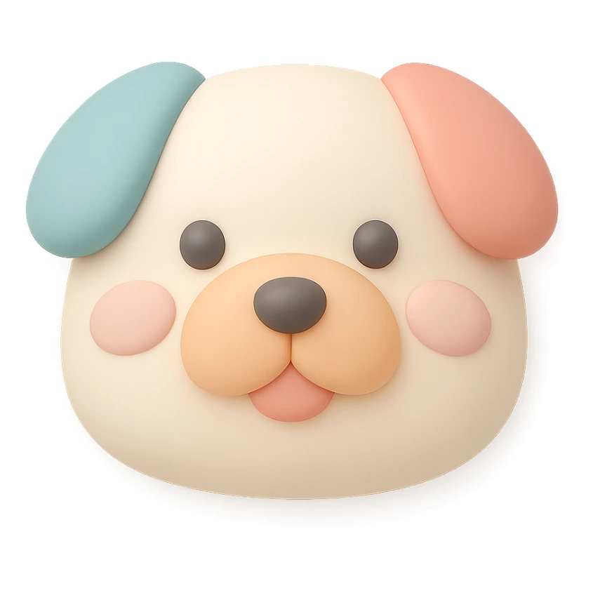 dog face, mochi illustration style sticker