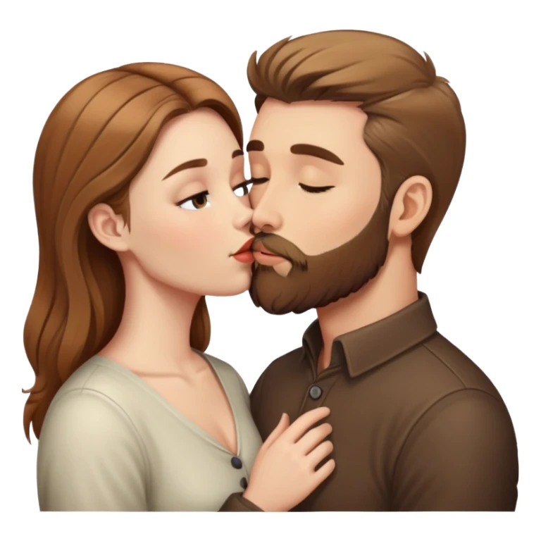 Light brown haired man with beard kissing woman sticker