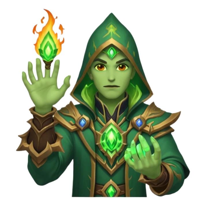 green fire warlock hand world of warcraft sticker