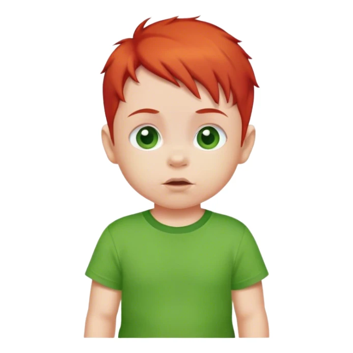 baby red hair with green t shirt sticker