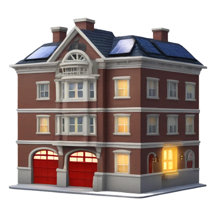 Apartment building shaped like the Ghost Busters Firehouse with solar lights and decorative and detailed interior design  sticker