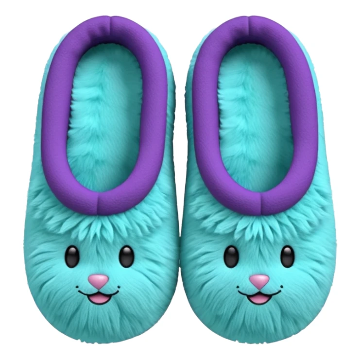 Purple and turquoise women's fuzzy slippers sticker