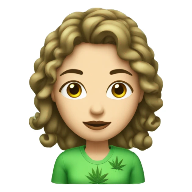 mujer con rulos cortos, ojos verdes claros con cannabis en la mano  sticker