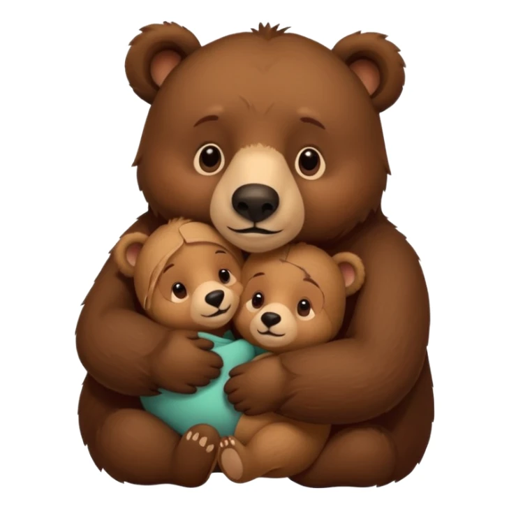 Mama, papa, and baby bear hug sticker