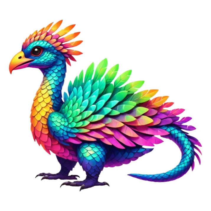 Tropical exotic lush warm-colored neon-colored Fakémon-Trico-creature sticker