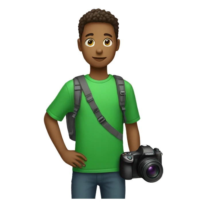 Boy whith green sweat and a camera in the hand  sticker