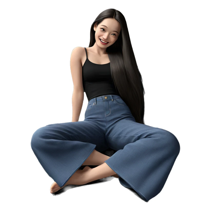 smiling girl with long hair sticker