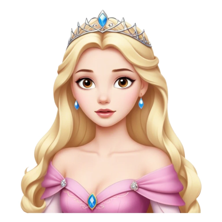 blonde model with brown eyes, luxury makeup, disney princess aurora sticker