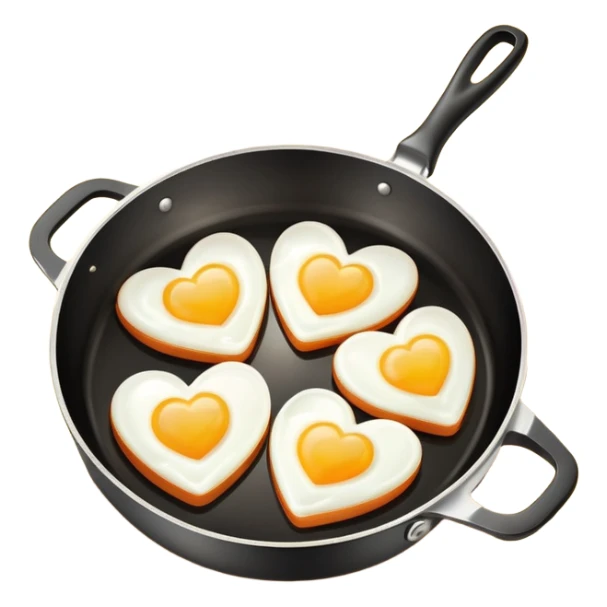 cooking pan with heart-shaped eggs sticker