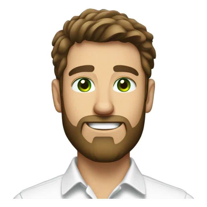 handsome optimist brunette man and beard green eyes wearing white button down shirt  sticker