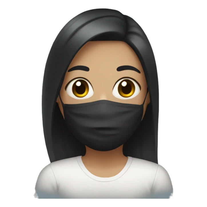 girl with black hair and face mask  sticker