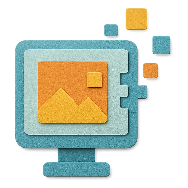 digitalization with layered paper effect and digital motifs in paper craft style sticker